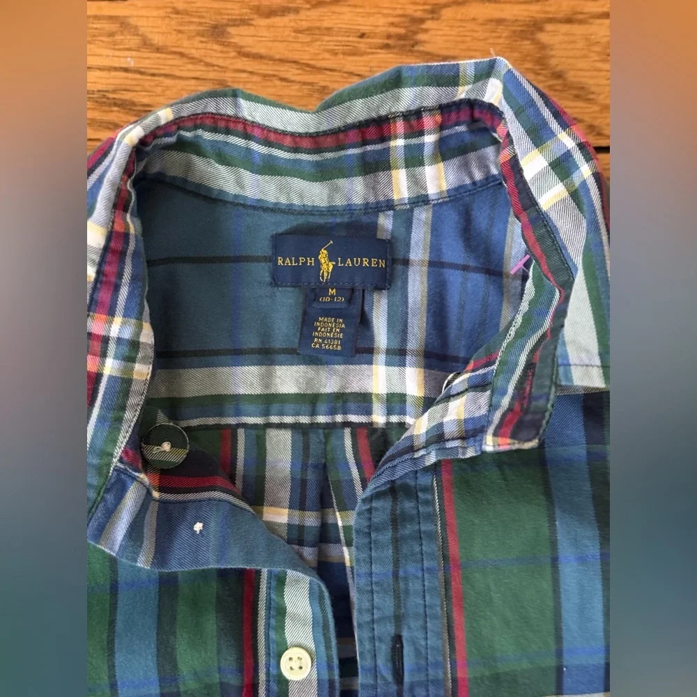 Ralph Lauren Plaid Button-Up Shirt - Size Medium (10-12)